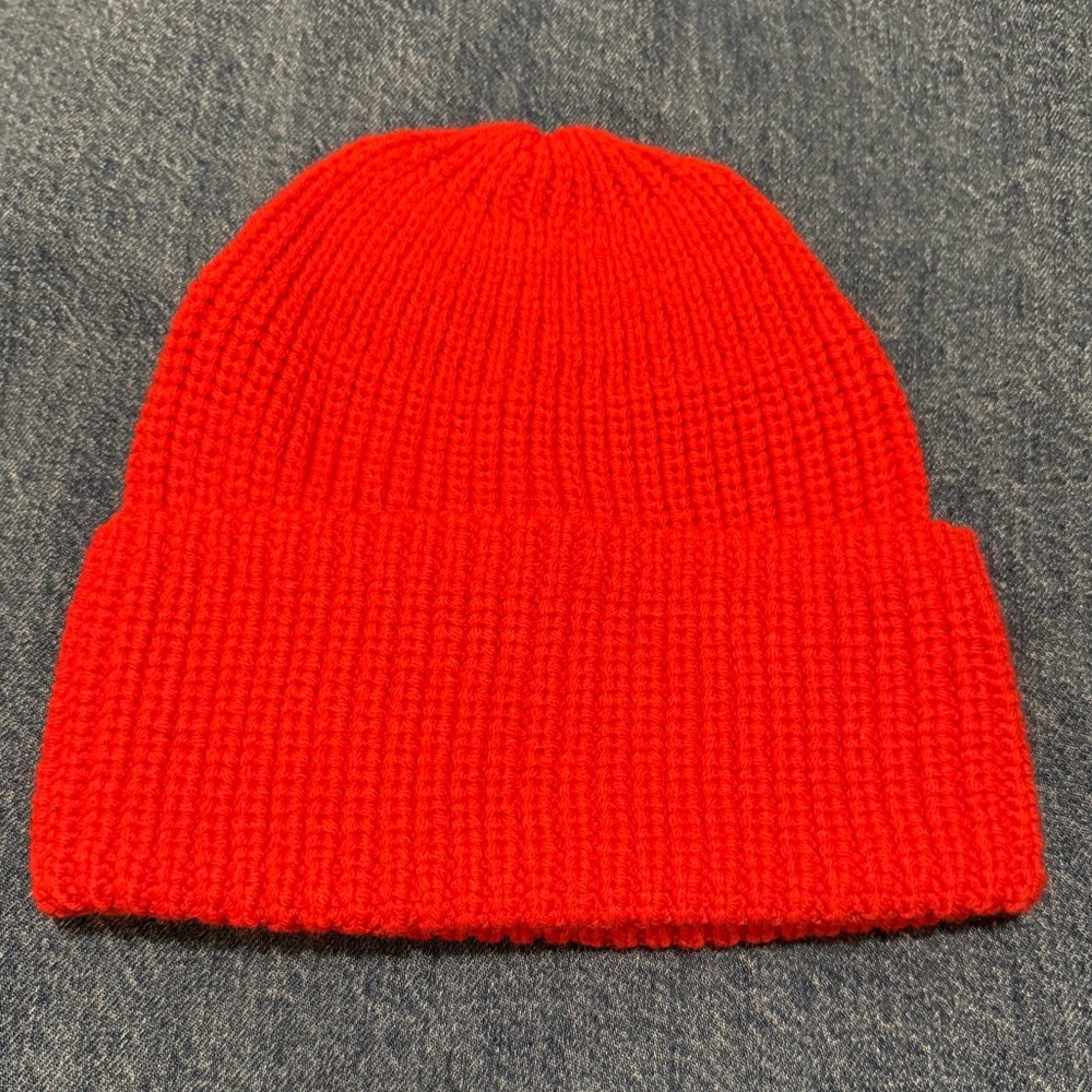 Sandro Men’s Bonneterie Wool-Blend Ribbed Beanie Orange One Size